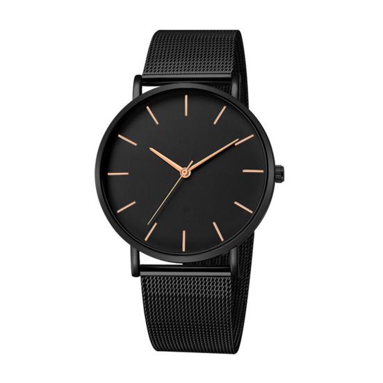 

Men Mesh Band Watch Minimalist Quartz Analog Watch Simple Round Dial Wristwatch for Business Office Casual Wear Size#17