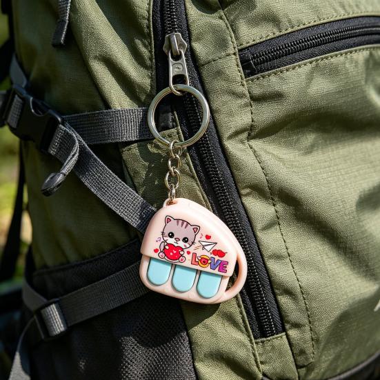Mini Cartoon Piano Keychain with Voice Recorder Creative Music Box Toy Pendant for Bags Backpacks Novelty Gift for Kids Teens Fun Party Favor Grab