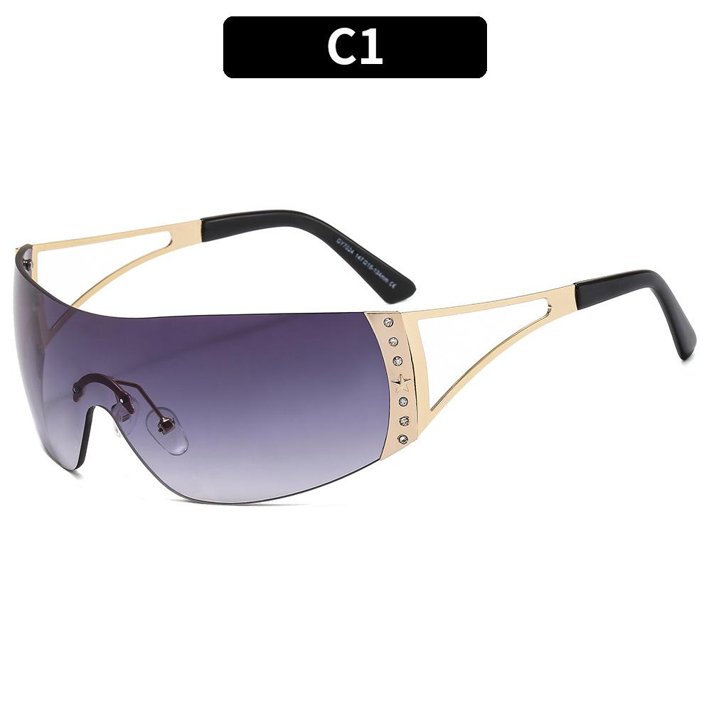 Trendy Y2k Hot Girl Sweet Cool Retro Frameless Dot Diamond Glasses Frameless Cutting Edge Trendy Sunglasses 81036 серый