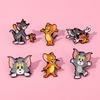 Cute Creative Cat and Mouse Metal Badge Tom Cat Jerry Mouse Alloy Brooch Accessory Pin Decoration