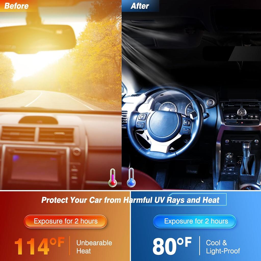 Windshield Sun Shade for Tesla Model Y/S/X/3 2026 UV Reflector Foldable Front Window with a Storage Bag for Tesla Accessories