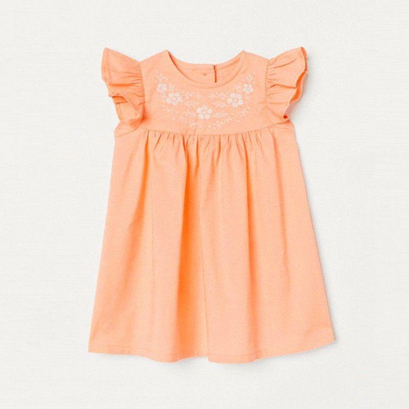 Summer New Style Girls  Orange Vest Dress, Cool Cotton Children s Dress, Girls  Cotton Sleeveless Round Neck Dress 7350 120
