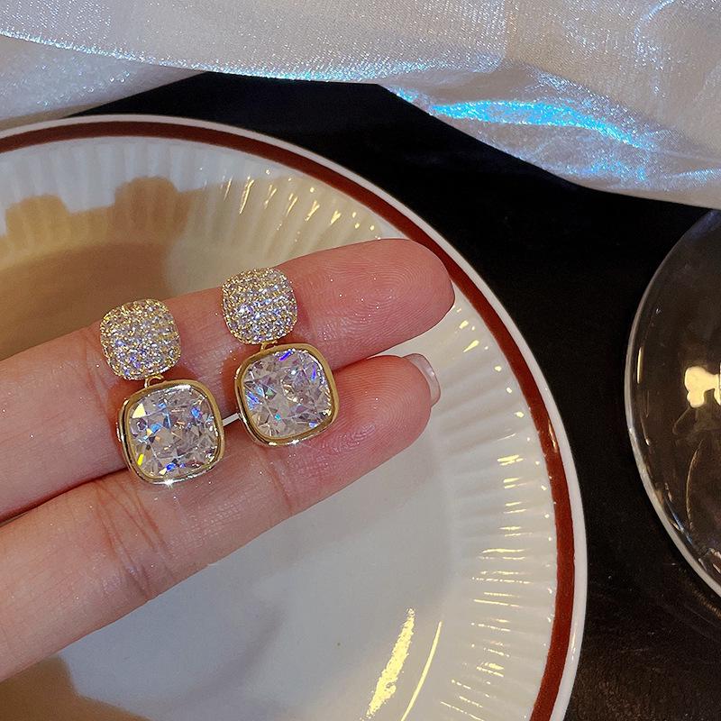2023 Exquisite Square Zircon Stud Earrings: Trendy, Elegant, and Versatile Fashion Accessory