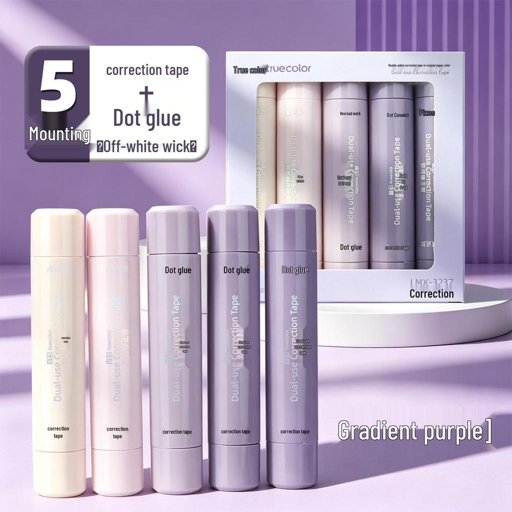 True Color Gradient Purple Dual-Use Correction Tape and Dot Glue Pen