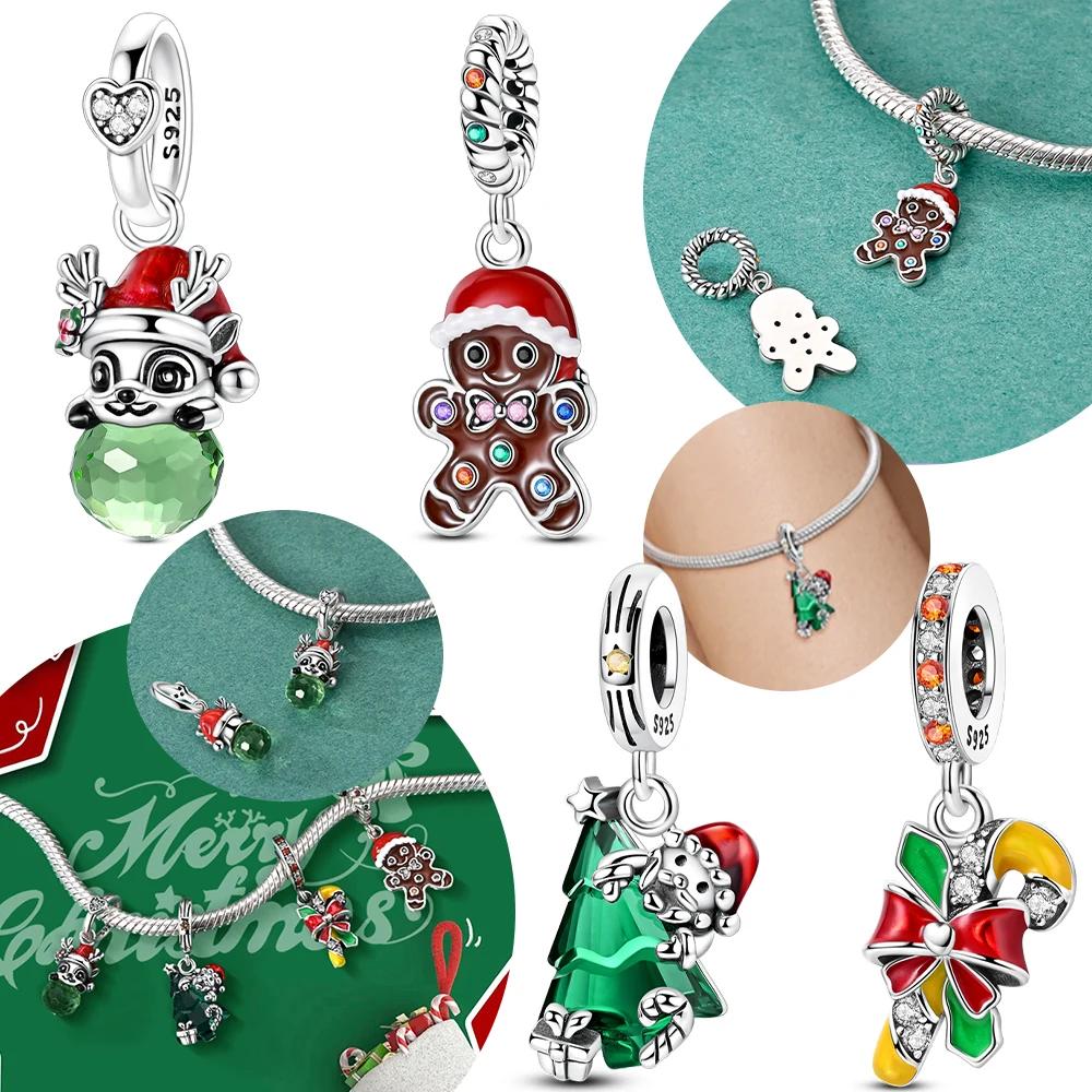Exquisiter Kupfer Original Weihnachtsbäume Anhänger Zuckerstange Elch Dezember Charms Perle Passend Armband Frauen Feines Geschenk Schmuck