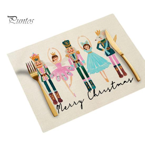 Sturdy Hemmed Table Linens Christmas Mat, Heat-Resistant Faux Linen Placemat, Non-Slip Heat Resistant Pads Washable for Holiday Dining Party Decor Non