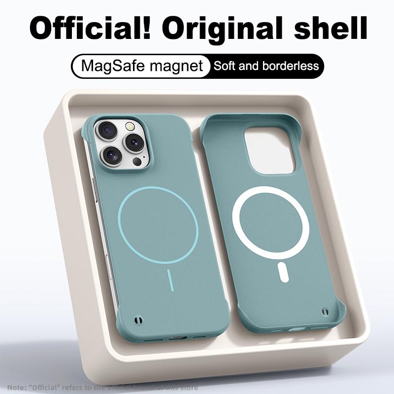 Luxury Frameless Slim for Magsafe Phone Case For iPhone 16E 15 Pro 14 Pro Max 13 12 Wireless Charge Shockproof Magnetic Hard PC Bumper Cover