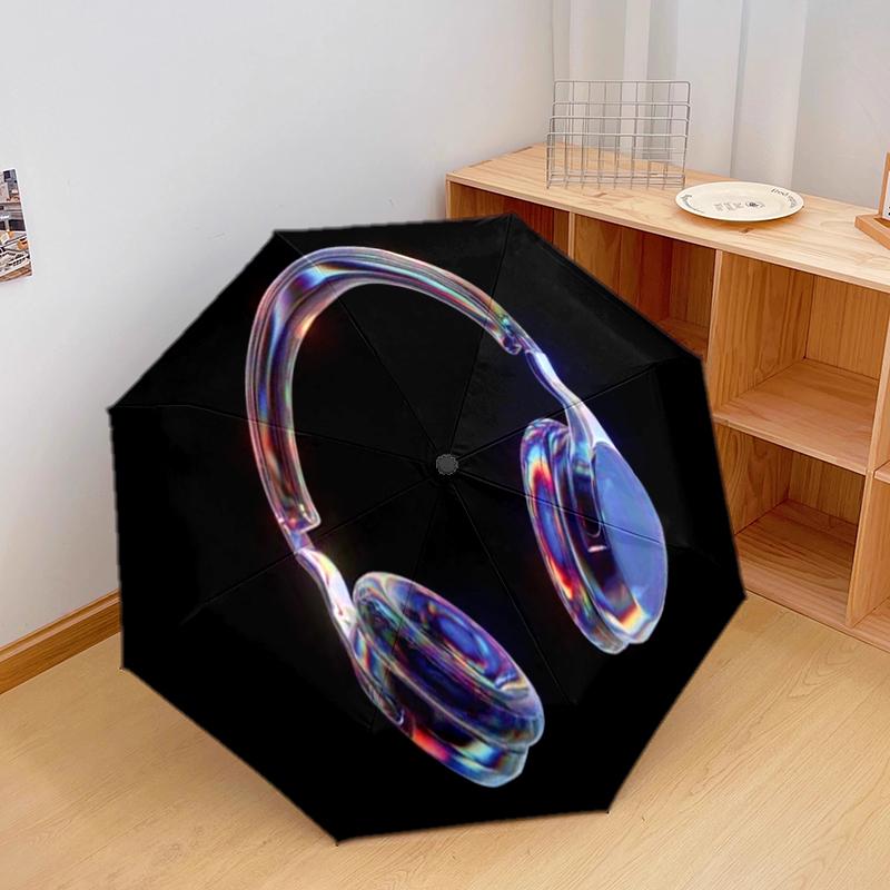 1PC Music Theme Umbrella Portable Folding Umbrella Iron Frame Hole Bone Structure Outdoor Home Umbrella A22