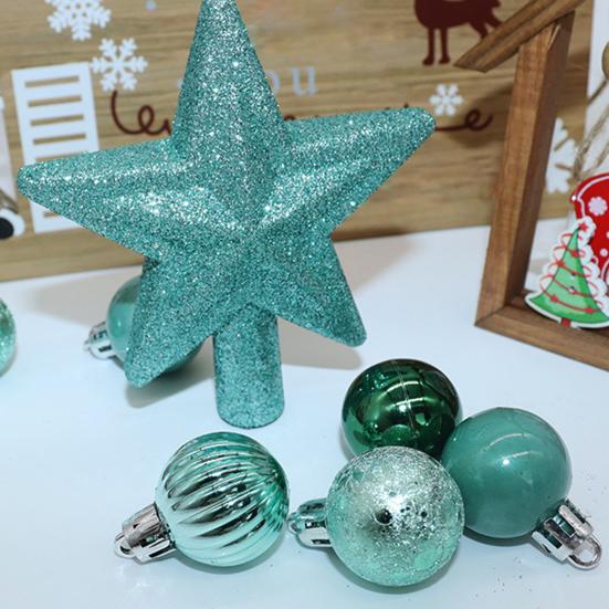 30 Pcs Mini Christmas Ball Ornaments Set 1.81 Inch Plastic Christmas Ball Hanging Ornaments with Glitter Tree Topper Star for Holiday Wedding Birthday