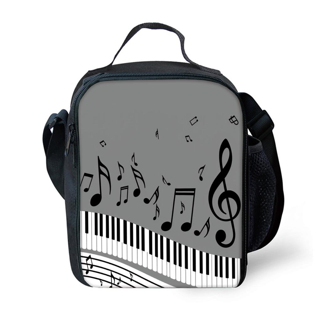Klaviertasten Aufdruck Schultergurt Isolierte Lunchtaschen 2D Flacher Cartoon Jungen/Mädchen Picknick Lebensmittelaufbewahrung Lunchbox Tasche Thermisch