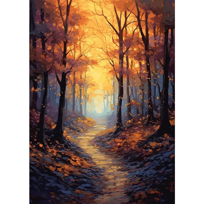 Retro Warm Forest Valley Sunset Natural Wilderness Landscape Art Poster Canvas Prints Mural Living Room Bedroom Home Decoration