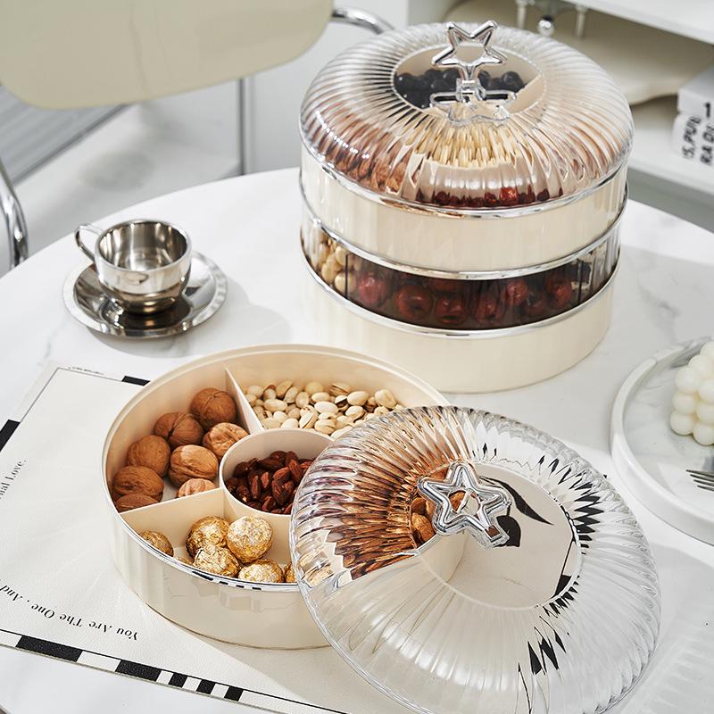 Elegant Multi-layer Fruit and Snack Box with Lid for Living Room