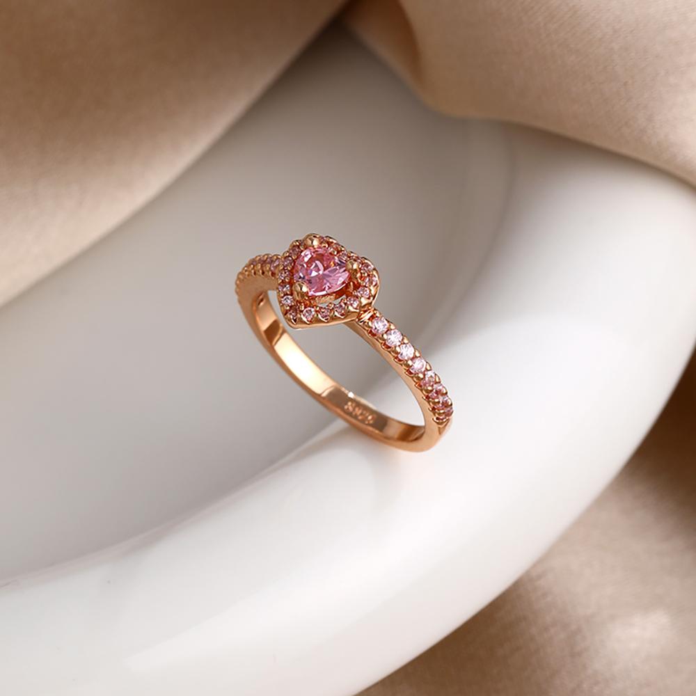 New 925 Sterling Silver Pink Blue Green Heart-shaped Rings Are Suitable for Delicate Jewelry for Women At Wedding Parties