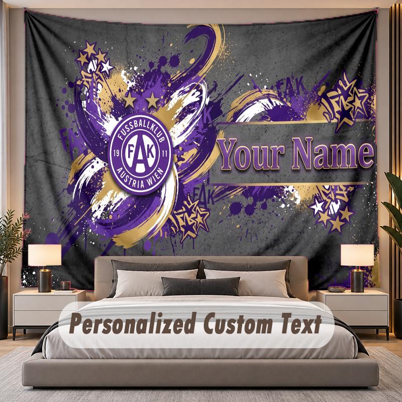 Custom Name Text Tapestry Austria Wien FC Personalized Polyester Wall Tapestry For Bedroom And Room