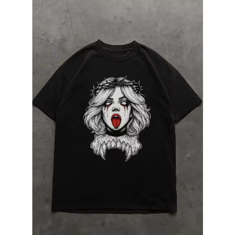 Y2K Street Gothic Style Printed Fun T shirt for Men, Summer New Style Suitable for Both Men and Women, Casual Street Style