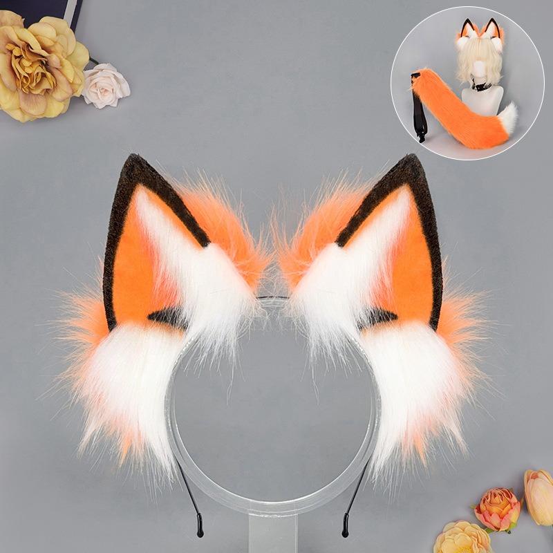 Halloween Fox Ear Headband Fox Tail Set Demon Fox Tail Comic Exhibition cos Props Second Dimensional Fox Ear Beast Ear Headband