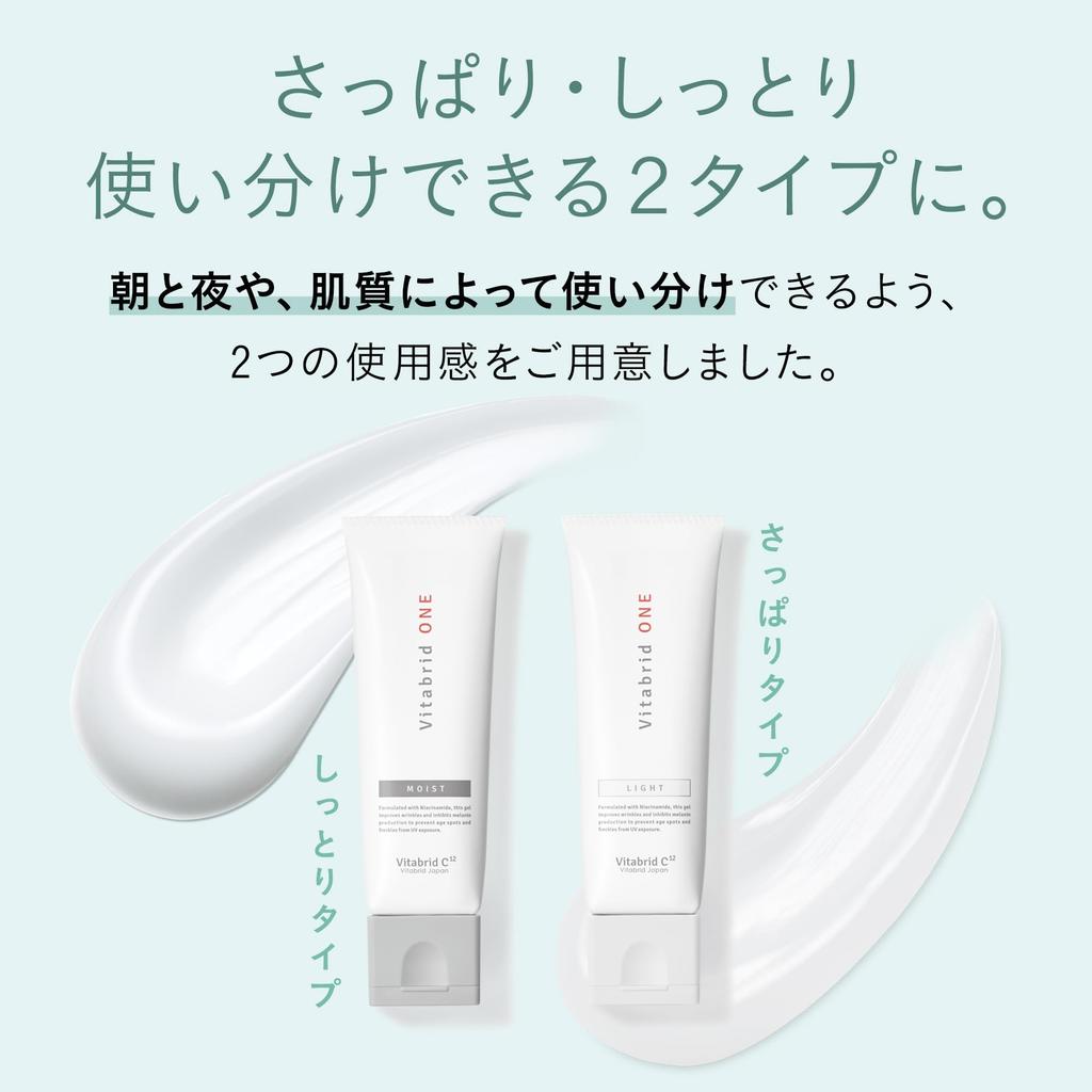 Vitabrid ONE of 20g (All-in-One Gel/Quasi-drug/Set 2, Each) Moisturizing, Anti-Blemish, Anti-Wrinkle (CICA/Niacinamide), Additive-Free
