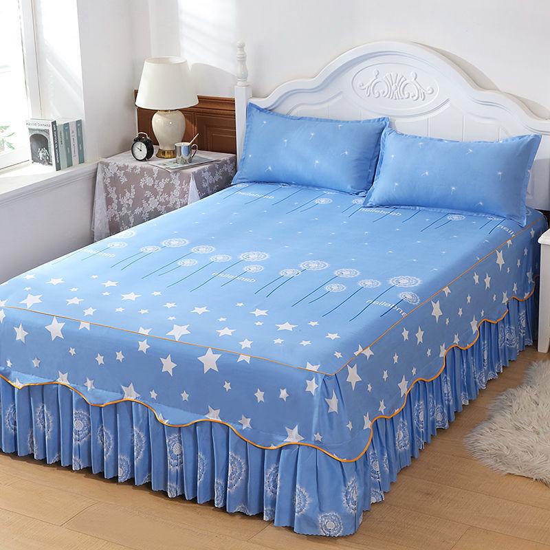Non-slip Bed Skirt with 2 Pillowcases High Quality Simmons Protective Cover Soft Bedspread for Home
