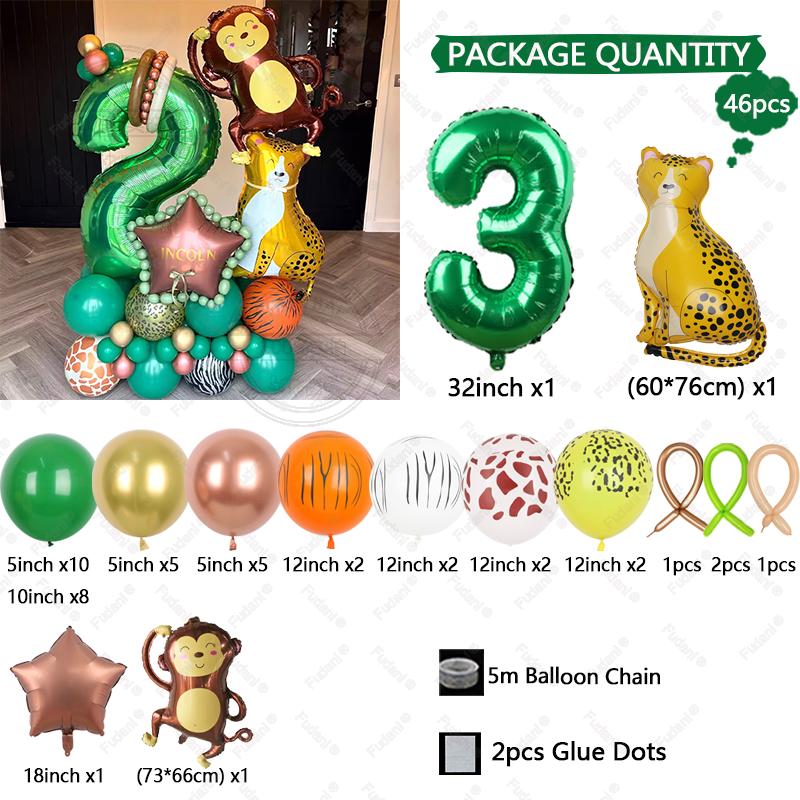 Cartoon Jungle Animal Balloon Set Monkey Leopard Safari Wild Birthday Party Decorat Baby Shower Jungle Party Home Deco Supplies