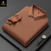 Autumn And Winter Lapel Slit Men'S Polo Shirt 100% Pure Cotton Hexagonal Beads Double-Sided Men'S Polo Shirt Long Sleeve