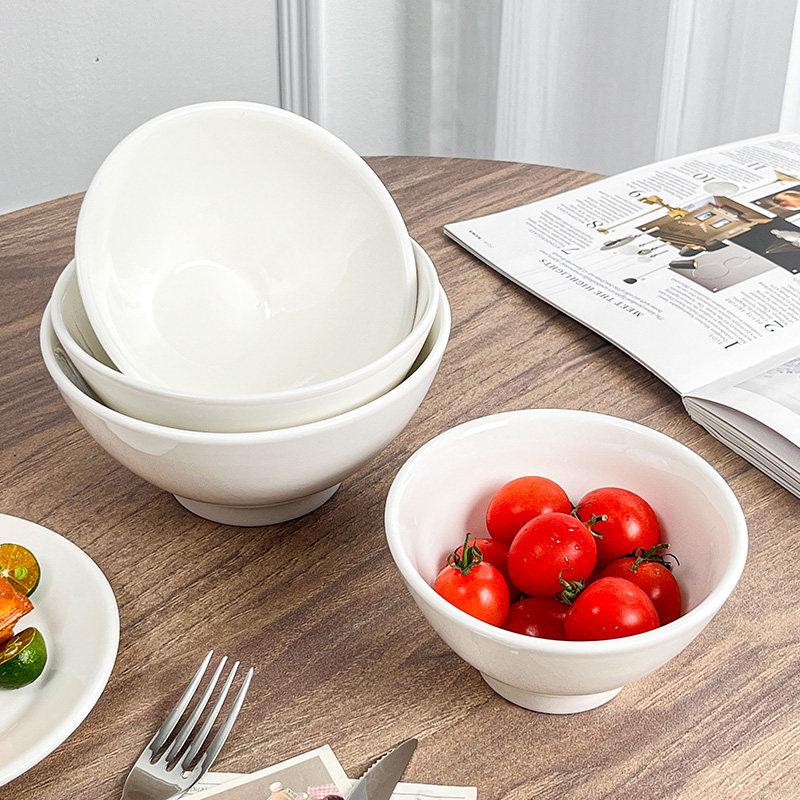 Ins Style White Ceramic High-Temperature Rice & Ramen Bowl