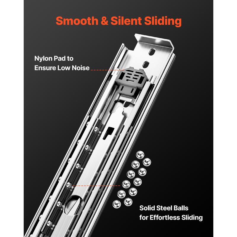 SucceBuy 1 Pair Full Extension Drawer Slides 500 lbs Load Capacity Locking Drawer Slides Ball Bearing with Lock Side Mount Rail