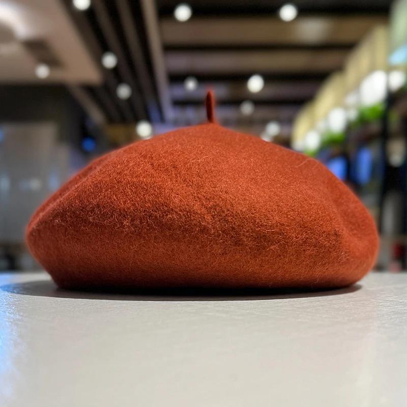 Elegant Wool Beret Hats Women Winter French Hat Girls Solid Fashion Autumn Winter Beret Hat For Women Warm Felt Street Berets