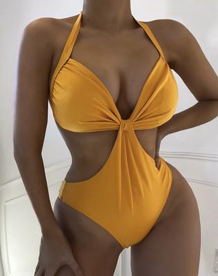 Costume da bagno da donna Halter Costume intero bikini con lacci sul retro Costumi da bagno da spiaggia sexy da donna