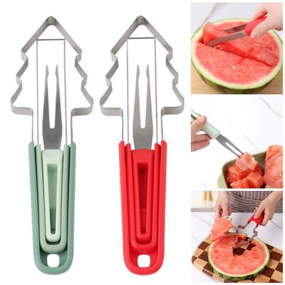 Cortador de Sandía Acero Inoxidable Rebanador de Fruta Herramienta Multiusos Mango Piña Melón Cantalupo Fácil Limpieza Seguro para Alimentos Gadget de Cocina para Acampar