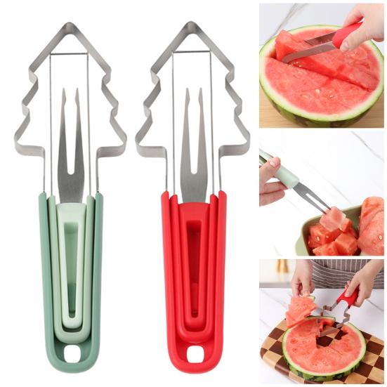 Watermelon Cutter Stainless Steel Fruit Slicer Tool Multipurpose Mango Pineapple Cantaloupe Cutter Easy Clean Food Safe Kitchen Gadget for Camping