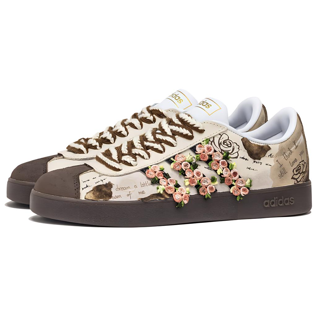 adidas VL COURT 2.0 Fantasia, Love Planner Abrasion Resistant Abrasion Resistant Low Top Skateboard Shoes Unisex Brown ID6015(Team1210-)