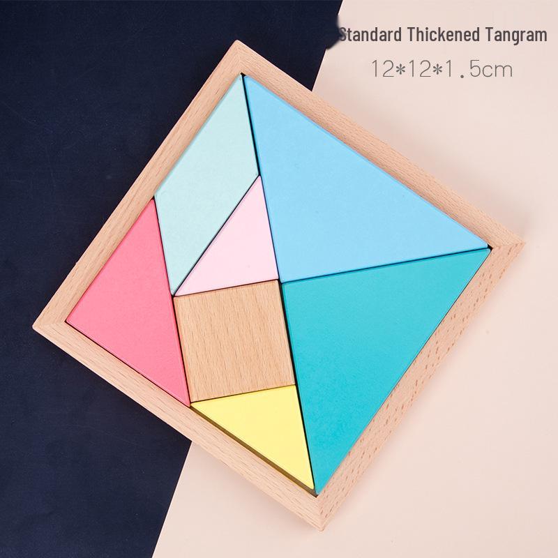 Wooden Early Learning Tangram Puzzle for Infants & Toddlers - Educational Beech Wood Toy for Creative Development