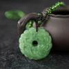 Fashionable green jade hand carved dragon hollow jade pendant necklace talisman lucky jewelry gift