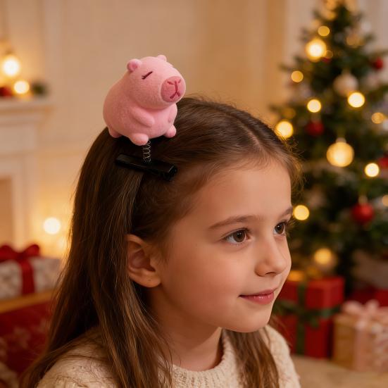 1/2/5Pcs Hair Pin Flocking Cartoon Capibara Chick Duck Decor Spring Design Metal Hair Clips Decorative Holiday Party Hairpins Hair Accessories