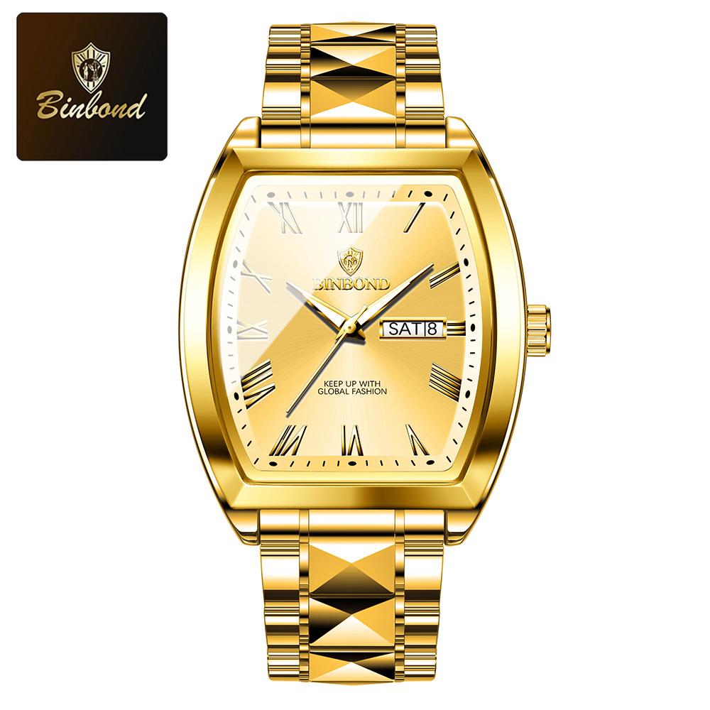 Barrel-shaped men's watches men's high-end business men's watches in the elderly waterproof luminous ten