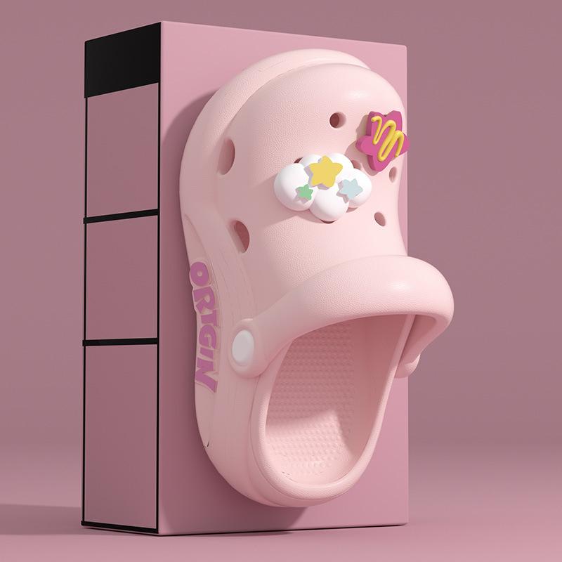 

Mushroom children s slippers summer new non-slip and deodorant baby hole shoes children s parent-child cool slippers women 40-41