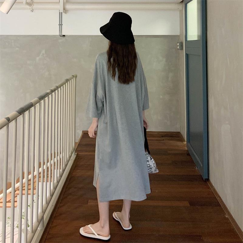 Women's Plus Size Short Sleeve Cotton T-Shirt Dress - Casual, Loose, Knee-Length, Slimming, Summer Wear, Maternity Friendly.