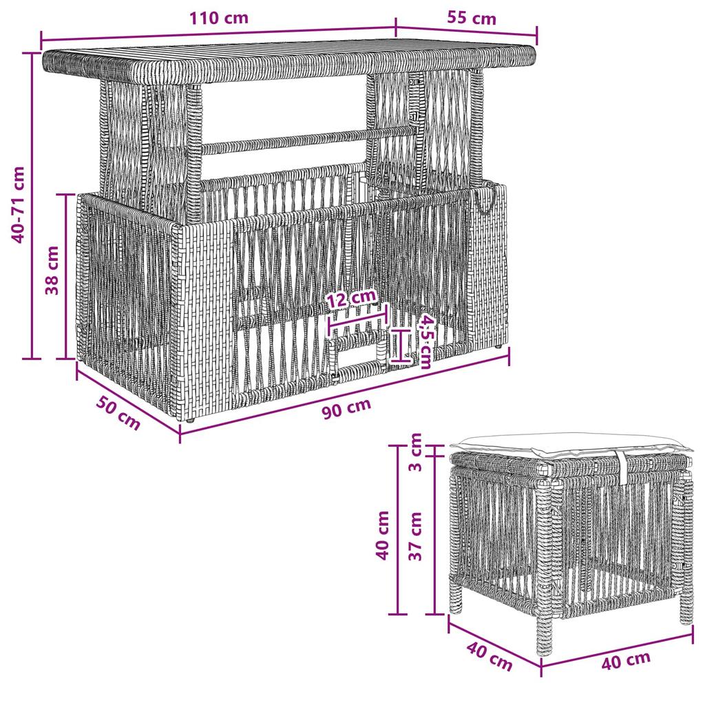 Garden Dining Set 4 pcs Grey and Dark Grey Poly Rattan