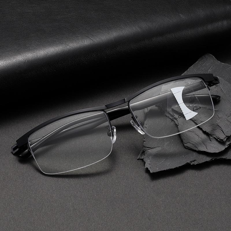 Progressive Multifocus Computer Reading Glasses  Retro Metal Prescription Blue Light Blocking for Men and Women Eyeglasses