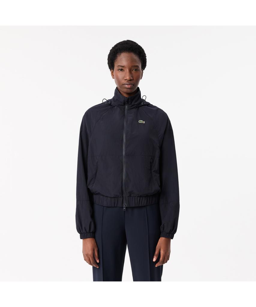 Lacoste Women'S Short Nylon Hooded Track Jacket Bf1105-54N Hde