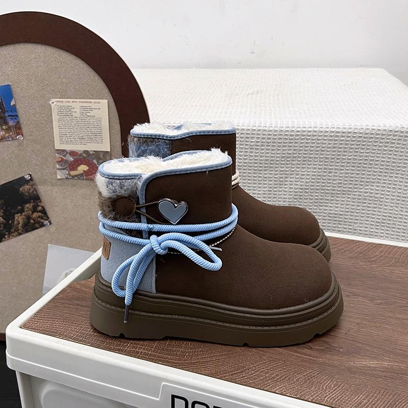 Thick-soled Niche Cotton Shoes for Women To Wear New Autumn and Winter Fur Integrated Fleece Thickened Warm Snow Boots