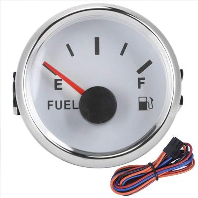 Marine Fuel Gauge 52mm/2in Fuel Tank Level Gauge Waterproof 0-190 Ohm Signal Pointer Meter for Marine Boat Car (White)