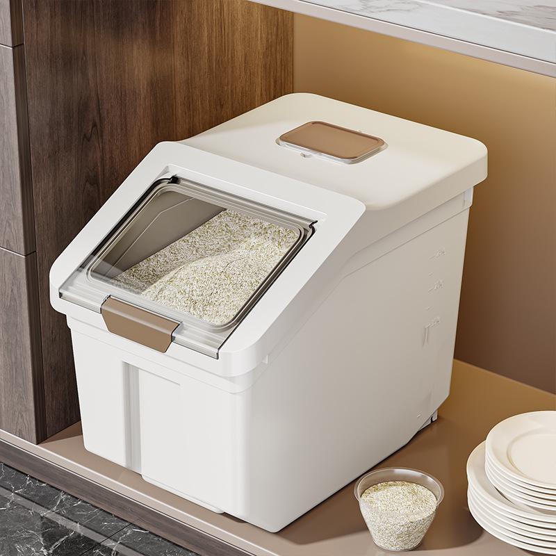 

Прозрачный 50 цзинь пищевой контейнер для риса: Насекомо- и влагозащитный кухонный контейнер для хранения зерна и муки.