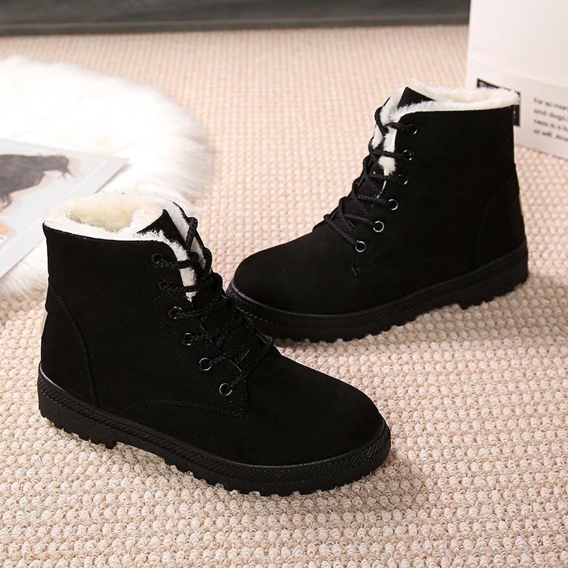 

Large size cotton boots 2024 new Korean version round head non-slip lace-up fashionable versatile women wear casual cotton shoes women 44 чорний