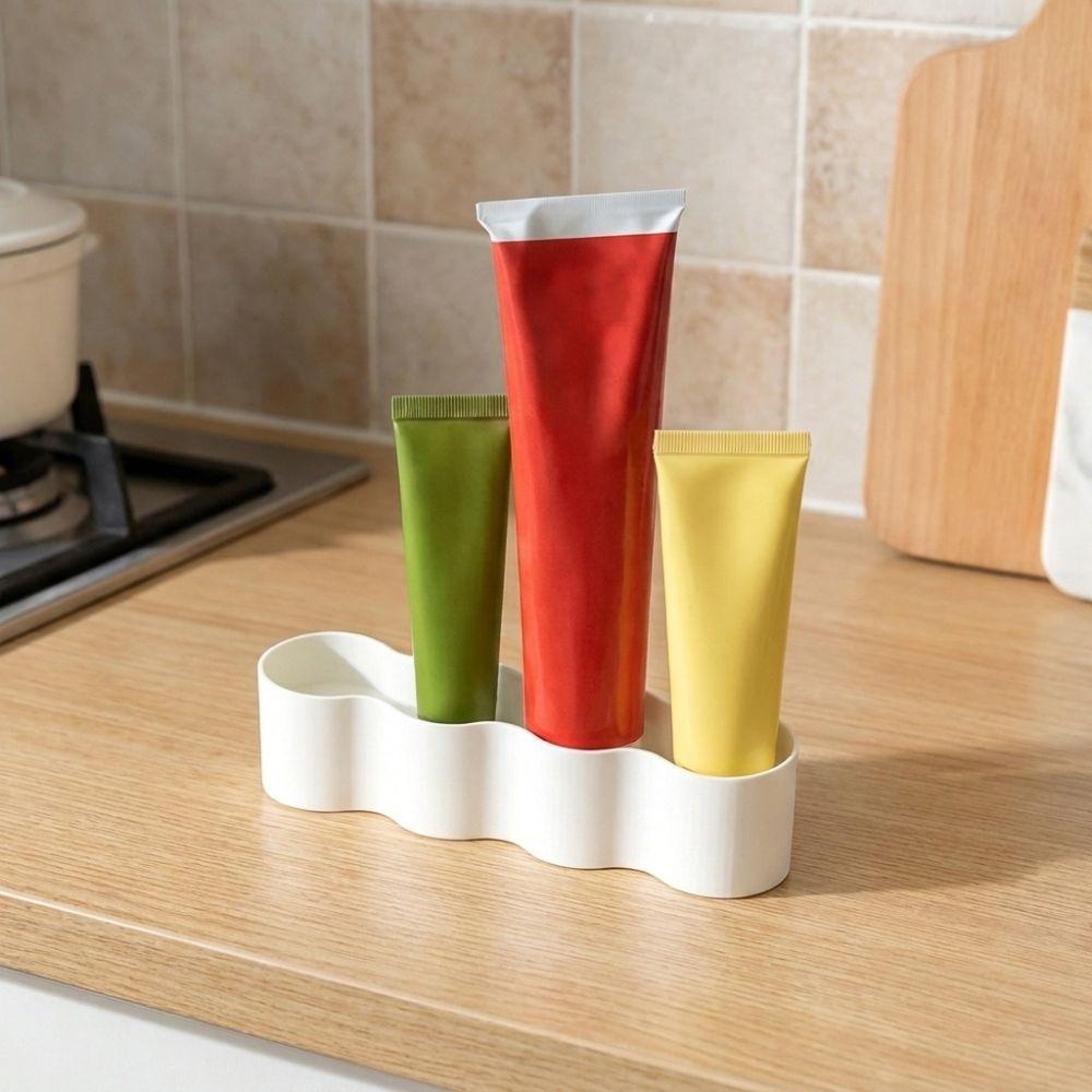 3D Printing Sauce Tube Storage Holder Wave Shaped Ketchup Tube Fixing Shelves  Refrigerator Storage