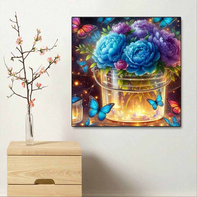 New Arrival 5D DIY Full Circle Diamond Painting "Butterfly Flower Lamp Strip" Embroidery Cross Stitch Home Decor Gift