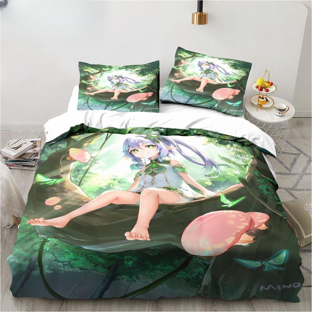 New Genshin Impact Nahida Kawaii Cute Cartoon Nahida King Twin Double Child Bedding Set Microfiber or Polyester Duvet Cover Set