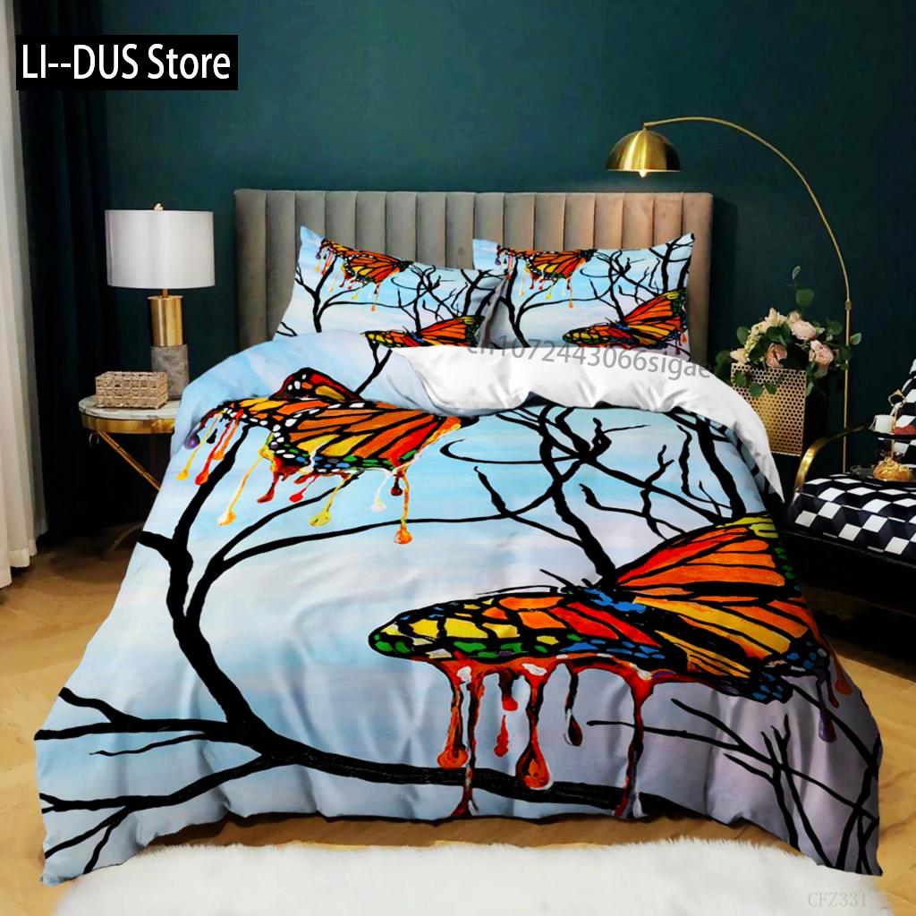 

Comforter Butterfly Full Size Butterfly Bedding Set For Kids Teens Microfiber Bohemian Style Butterflies Comforter Comforter (quilt)-EU Single(135*200cm)3pcs