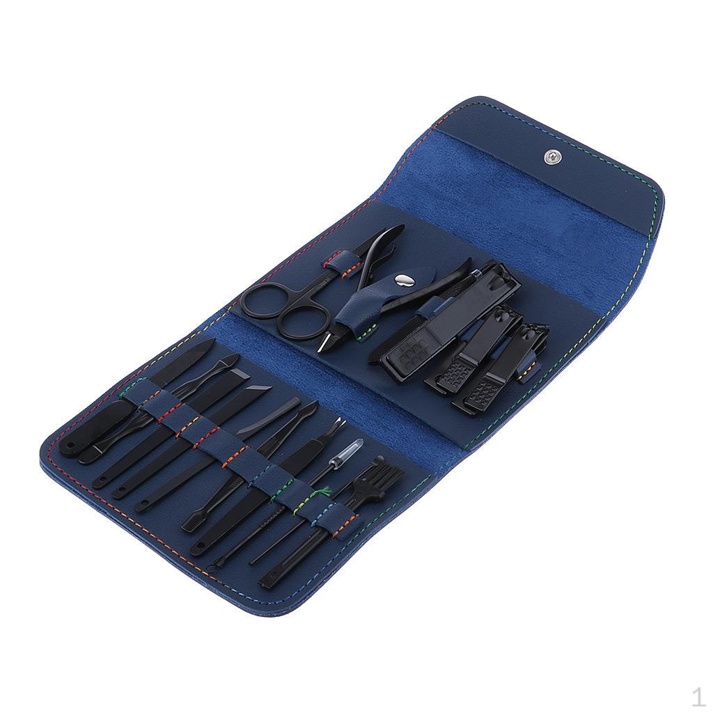 

16 In 1 manicure Set, Nail s Grooming Kit with Leather Travel Case синий