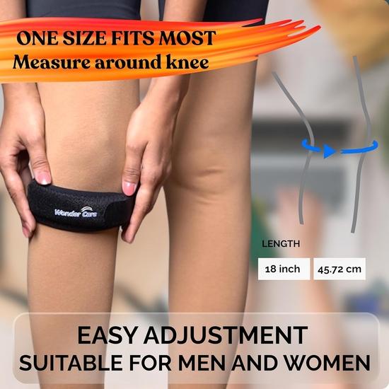 Wonder Care Verstellbare Patella-Kniebandage mit Silikoneinsatz & Rutschfestem Gummi für Knieschmerzen, Patellasehnenband Männer Frauen (1,Schwarz)